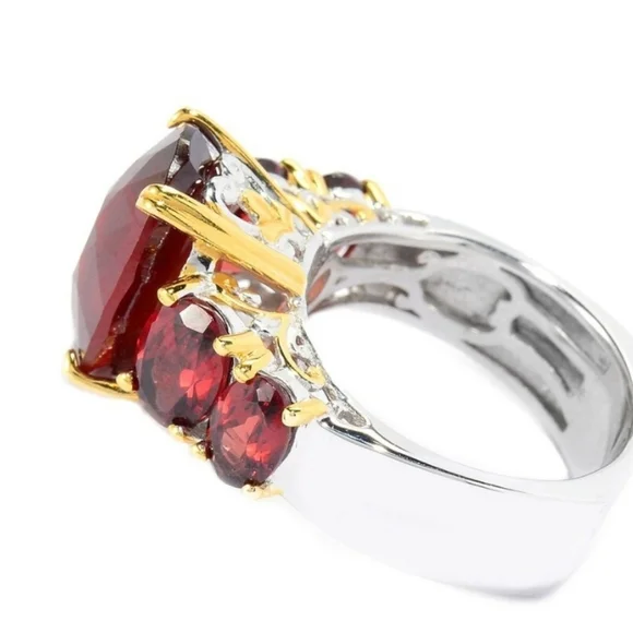 Gems en Vogue 9.20 Hessonite & Almandine Garnet Gold & 925 Ring Sz 6! - Picture 3 of 4